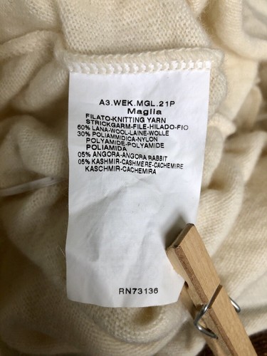 WEEKEND MAXMARA ITALY-MADE SLEEVELESS SWEATER CREAM WOOL BLEND RUCHED EUC M - Picture 12 of 12