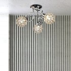 Modern 3 Way Flush Chrome Ceiling Light fitting Jewelled Metal Ball Shades