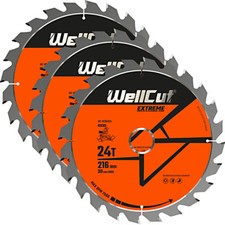 WellCut TCT Saw Blade 216mm x 24T x 30mm Bore For LS0815,DWS777,DWS774 Pack of 3