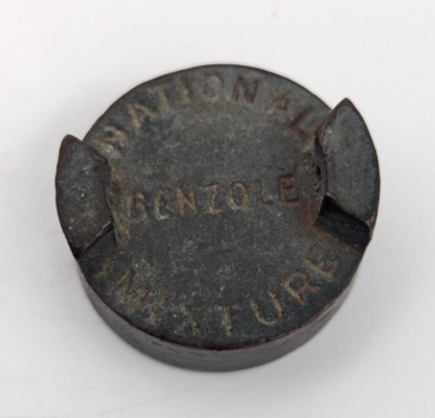 #ad Vintage National Benzole Mixture Petrol Gas Oil Can Tin Brass Lid Cap $43.92