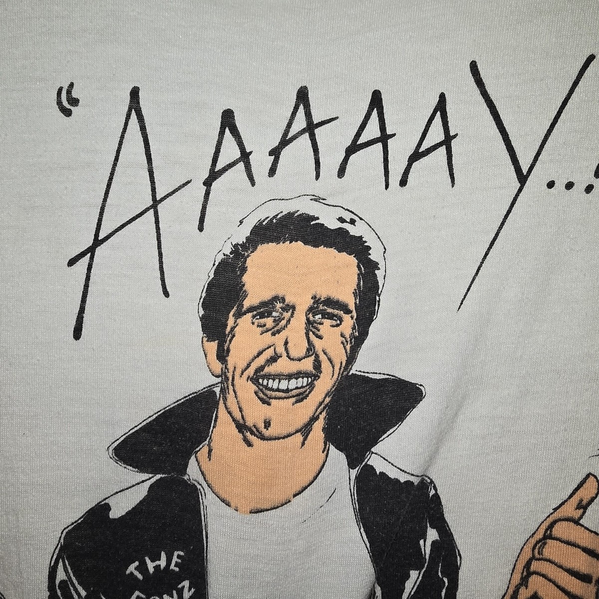 70s 1976 happy days fonzie Tシャツ AAAAAY 青 Happy Days I\u0027m