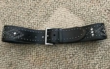 PRADA Womens Cinture Ebano Ebony Leather Belt Size 30/75