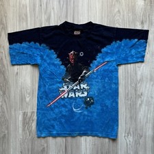 Vintage Star Wars Darth Maul Episode 1 Phantom Menace Blue Tie Dye T-Shirt