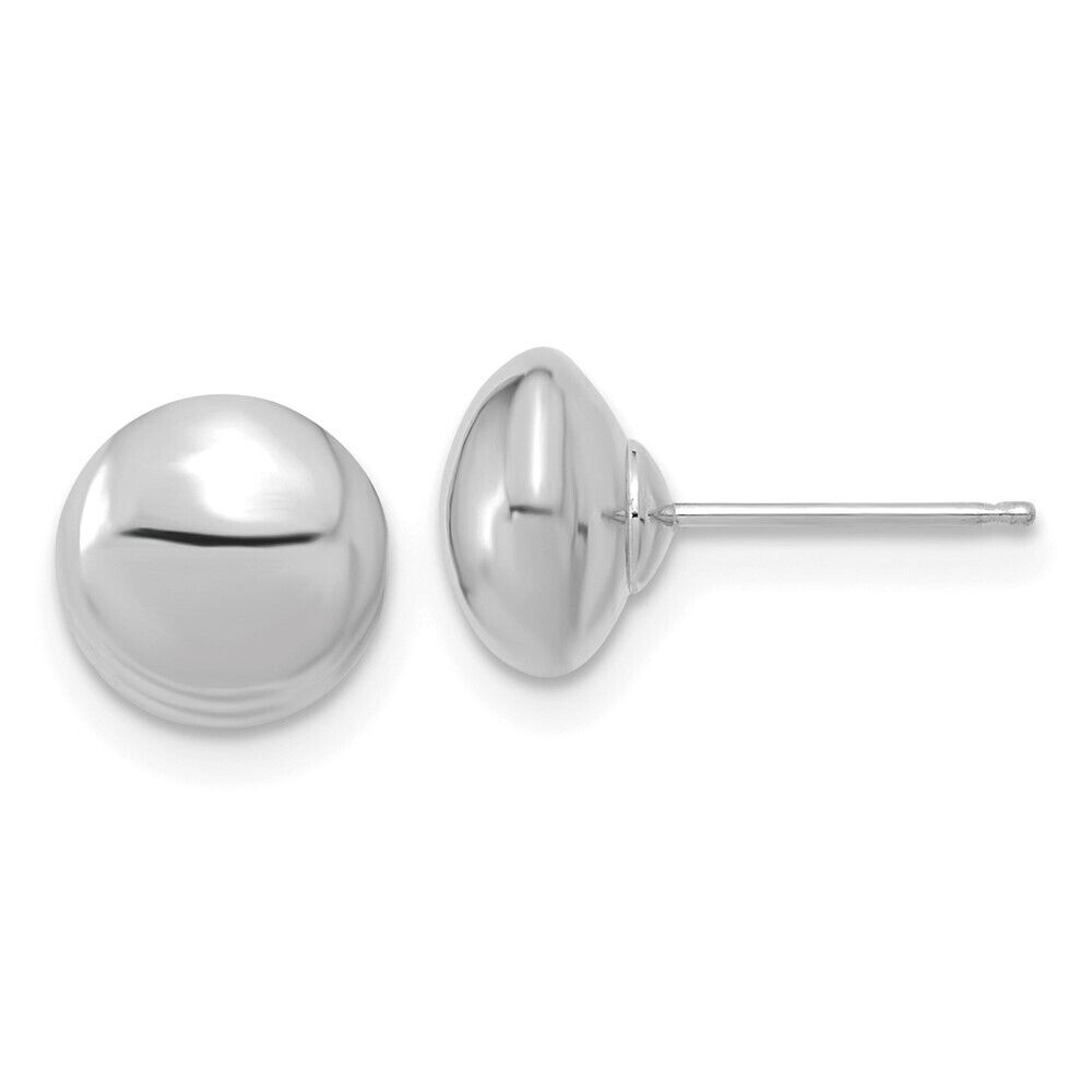 8mm 14K White Gold Polished Button Stud Post Earrings YE1818W 8mm 14K White Gold Polished Button Stud Post Earrings YE1818W