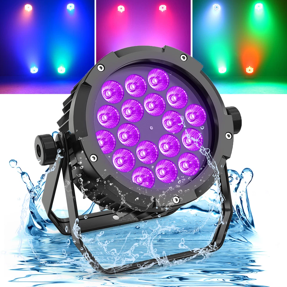 10X IP67 Waterproof LED Par Light 18x18W RGBWA+UV Outdoor Stage Lights DJ Party - Image 4 of 4