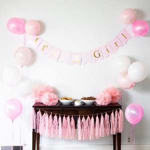 It S A Girl Baby Shower Decorations Banner Balloons Pom Poms Tassels