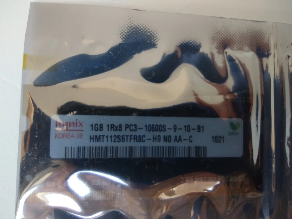 1GB 1Rx8 PC3-10600S 9-10-B1 RAM Hynix laptop memory card - Image 2 of 2