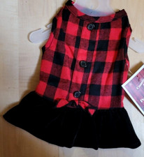 Pet Dress Dog or Cat Plaid and Velvet sm ea. New w/ Tag 
