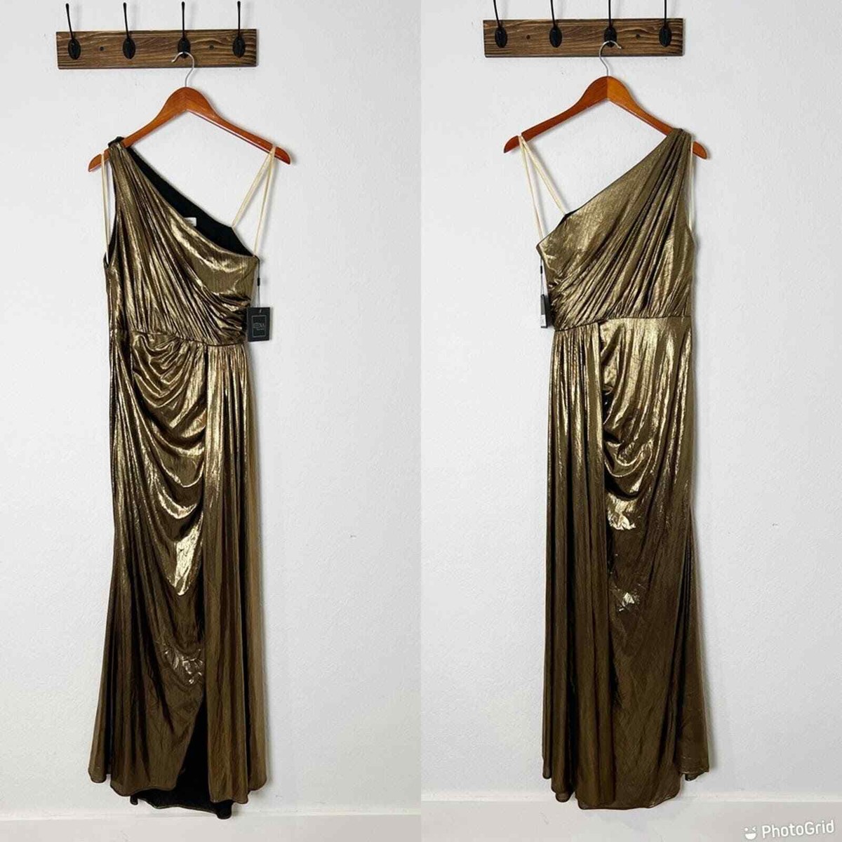 open lace back dress Grecian Lamé One Shoulder Gown – Nightcap Clothing main image 0