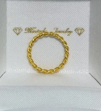 24K Solid Gold 2mm Stackable Twist Rope Ring Wedding Band Ring. 1.81 Grams. Sz 3