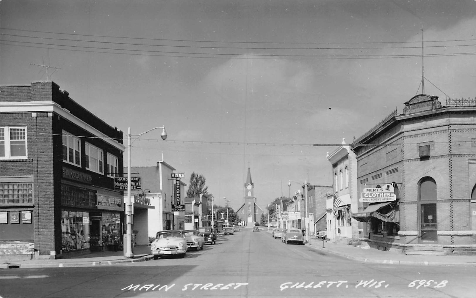 J74/ Gillett Wisconsin RPPC Postcard c4050s Business Section Stores 15