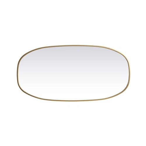Elegant Decor Brynn 24x48" Oval Modern Metal Wall-Mounted Mirror in Brass - Picture 4 of 11