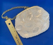 VTG 60's Beaded evening handbag with gold chain handle. Handmade in Hong Kong.