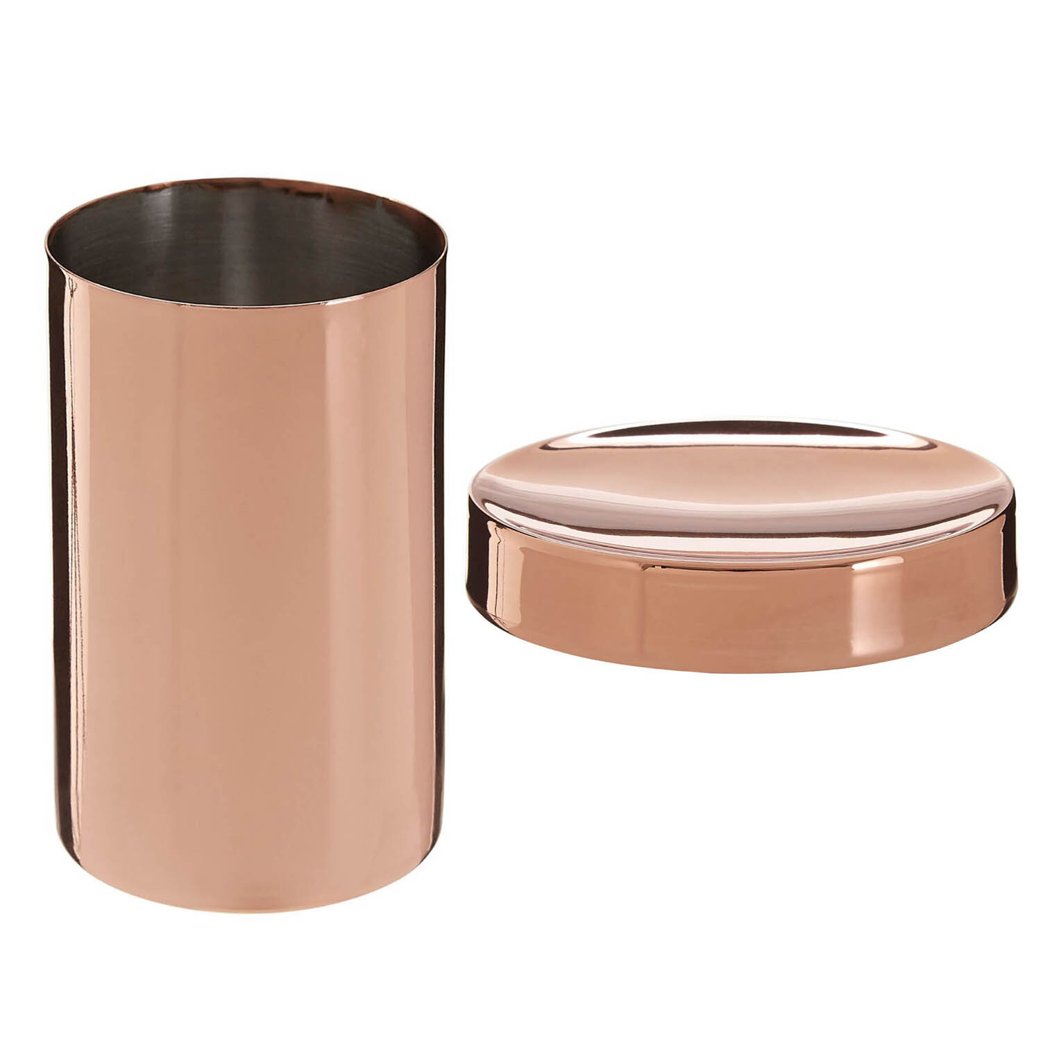 Set Of 2 Clara Rose Gold Stainless Steel Tumbler Holder And Bathroom Soap Dish