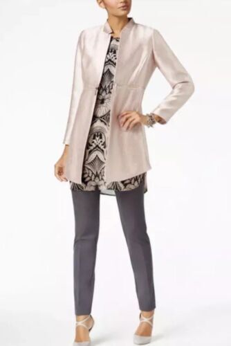 New Alfani Modern Rose Metallic Open Jacket Zipper Detail Sz 8 - Picture 3 of 10
