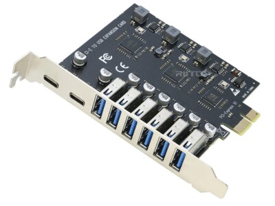 PCI-E to USB 3.0 Expansion Card (2X USB-C, 6X USB-A) 5Gb for Win 11/10/8/7/XP