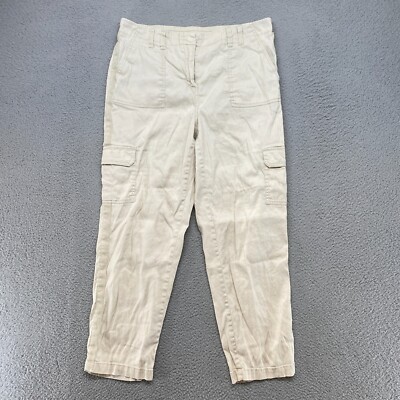 Chicos Pants Womens Large Crop Cargo Utility Linen Blend