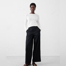 NWT BANANA REPUBLIC BLACK HAYDEN WIDE LEG LINEN BLEND PULL ON PANT - Size XS