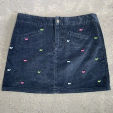 Vineyard Vines Blue Corduroy Multicolored Whale Logo Skirt 33in