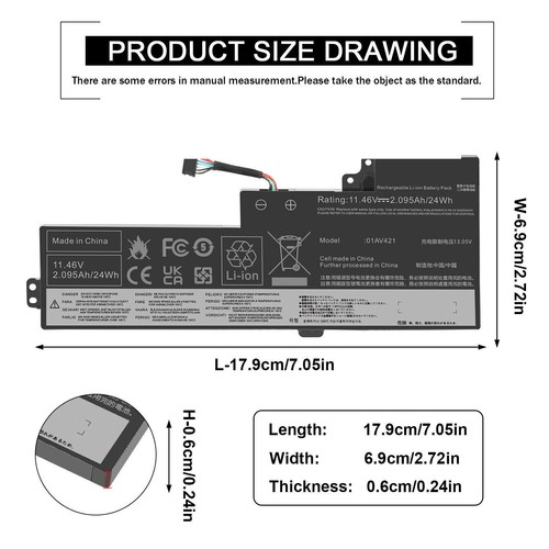 01AV419 01AV420 01AV421 01AV489 internal Battery For Lenovo T470 T480 SB10K97578 - Picture 3 of 12