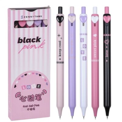 Aesthetic Purple Pens 5Pcs Multi-color Heart Sweet Cool Press
