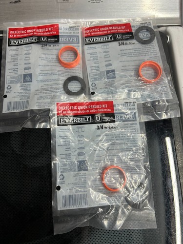 NEW 3-pack lot Everbilt 3/4" inch Dielectric Union Rebuild Kit 1000 044 278