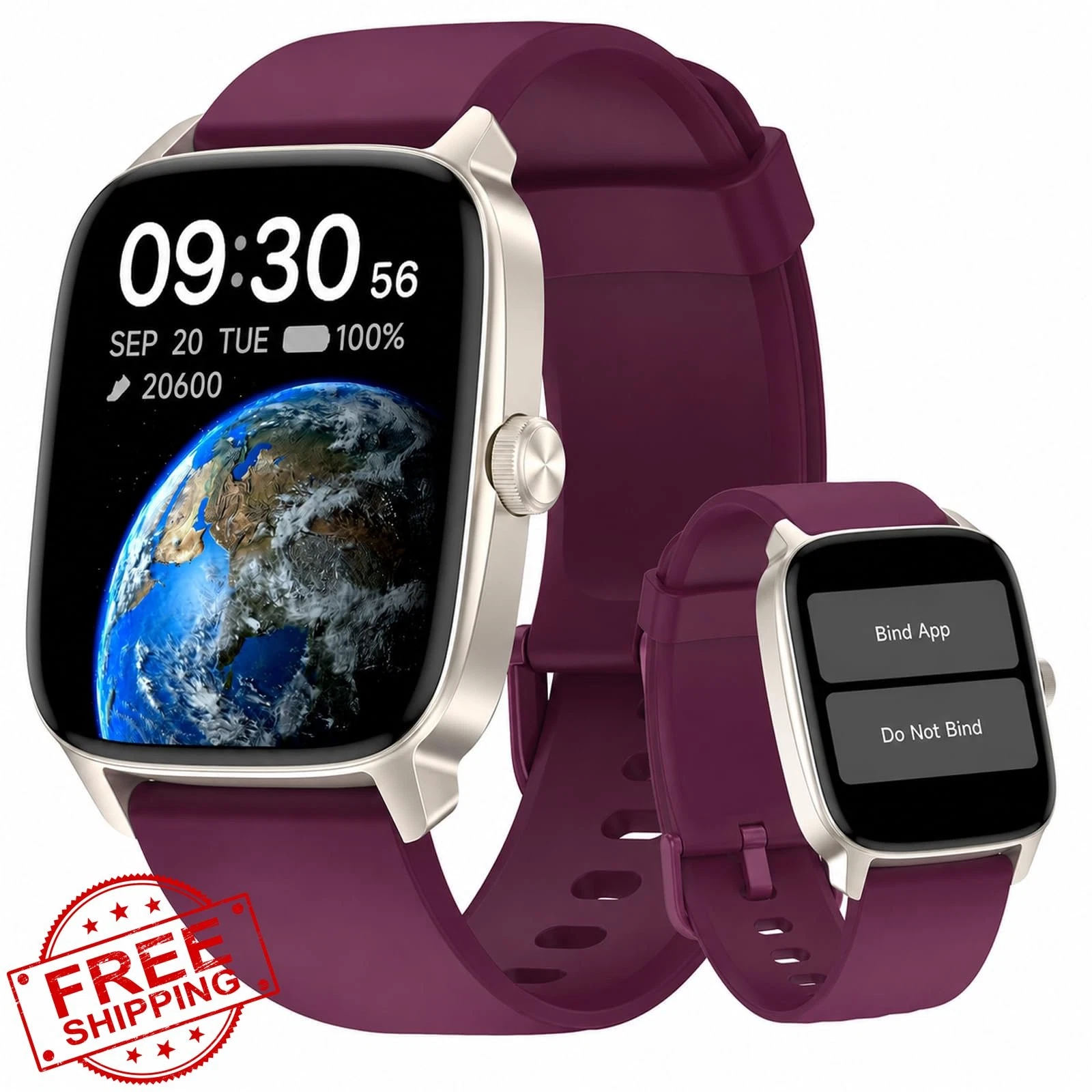EURANS Purple Smart Watch Heart Rate Pedometer