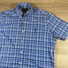Polo Ralph Lauren Plaid Performance Shirt Mens L Preppy Golf Stretch Classic Fit
