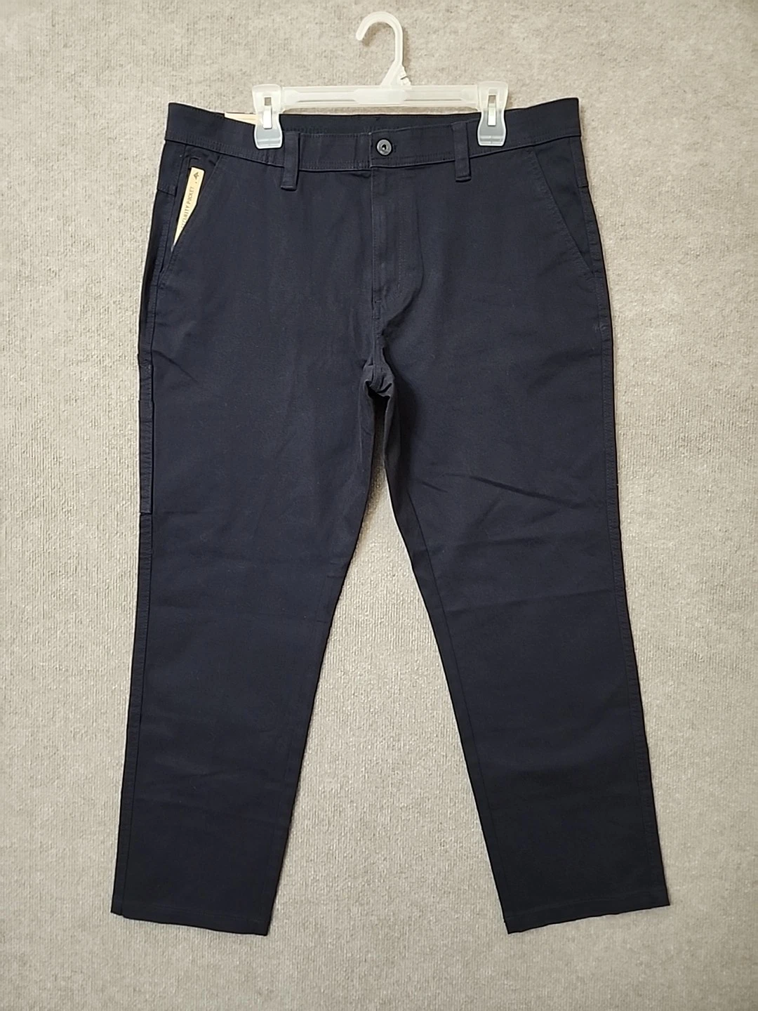 WP Weatherproof Commuter Pants Men 36x30 Navy Flex Waist Straight Zip Pocket NEW