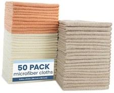 50 Pack Microfiber Cleaning Cloth, Bulk Towels for Home, Reusable Microfiber