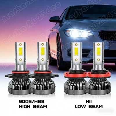 H11 9005 LED Headlight KIT Combo Bulbs 10000K High&Low Beam Super Bright White