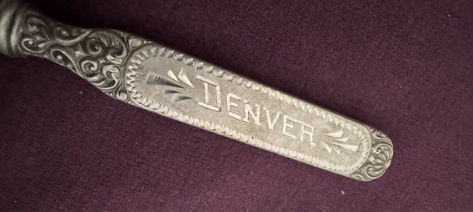 Antique Aluminum Engraved Denver CO Souvenir Letter Opener Scarce