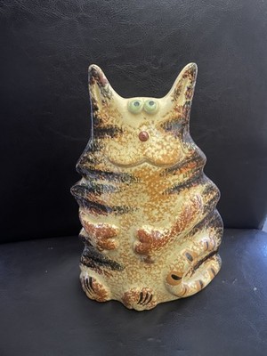 Glasierte Terrakotta/Ton Katze Ornament/Figur, stilisiert, Marks & Spencer, 20 cm