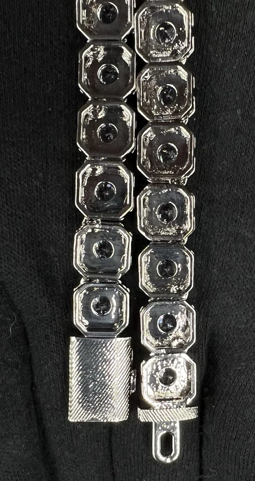 Теннисная цепочка 24 дюйма x 10,7 мм Iced Out VVS1 муассанит посеребренная | 110 г | коробка | - Изображение 4 из 4