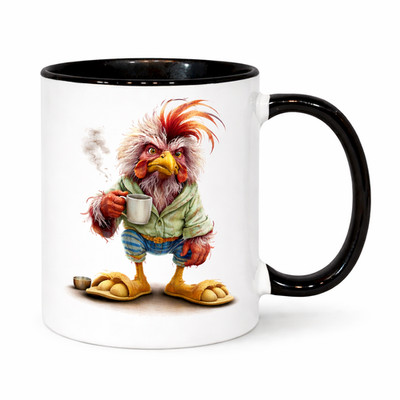 Grumpy Rooster Coffee Mug Funny Morning Chicken Cup Gift White or Black