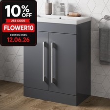 600mm Bathroom Vanity Unit Basin Storage Cabinet Furniture Grey Gloss Modern