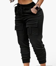 Women Casual Lightweight Pants High Waist Pocket Trousers XL