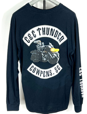 Men's XL biker long sleeve shirt Gildan C&C Thunder motorcycle logo tee