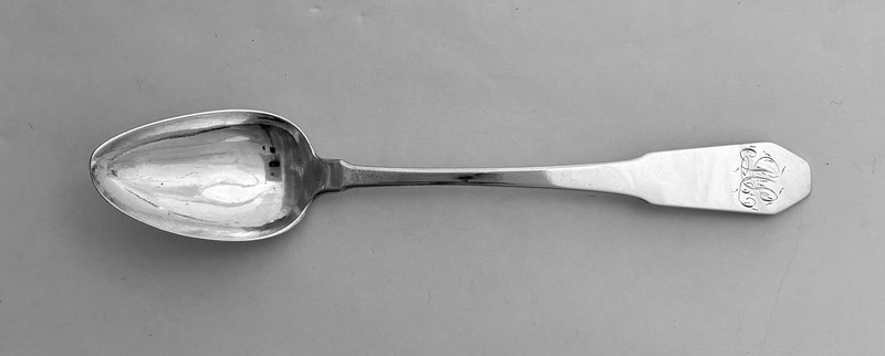 Ebenezer Moulton Coin Silver Coffin Teaspoon 6 1/4" Long