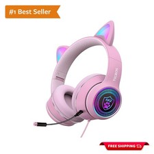 Wired Cat Ear Gaming Headphones with Noise-Canceling Mic Perfect for Kids