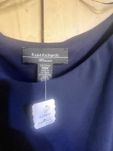 Vestido poncho R&M Richards para mujer talla 18W corto con cordones azul marino cóctel fiesta - Imagen 2 de 3