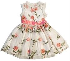 EUC Zunie Girls Size 4 White Pink Flowers Spring Floral Party Formal Dress