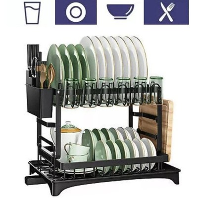 Brand New 2 Tier Over Sink Dish Drying Rack Dish Drainer Metal Stainless Steel