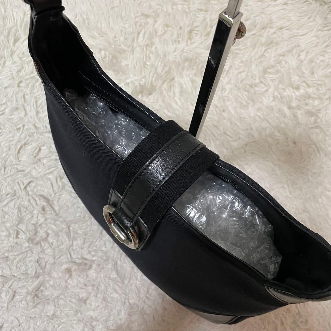 Burberry Blue Label One Shoulder Bag Dark Navy Leather Horse Logo Hobo Bag New thumbnail 7