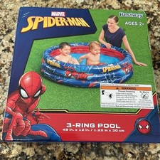 NEW Marvel Spider-Man 3-Ring Inflatable Pool Age 2 48"x12" 53 Gallon