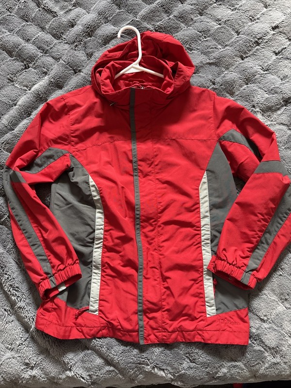 LL Bean Jacket Youth Medium 10-12 Red Fleece Full Zip Outdoors Casual Coat Kids