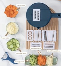 Manual Blue Easy Slicer, Shredder, and Grater Essential Kitchen Tool
