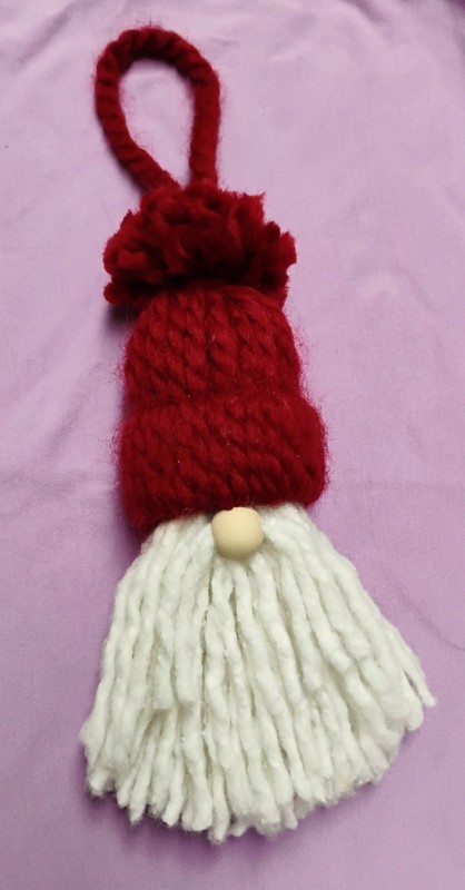 New Handmade Yarn / Cotton Gnome Christmas Tree Ornament Santa