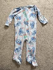 Disney Lilo Stitch Baby Pajamas Pjs One Piece Zipper Zip Up 6-9m Light Blue