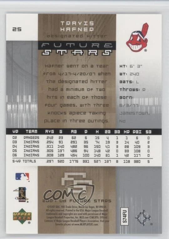 2007 Upper Deck Future Stars Gold /99 Travis Hafner #25 - Image 2 of 2